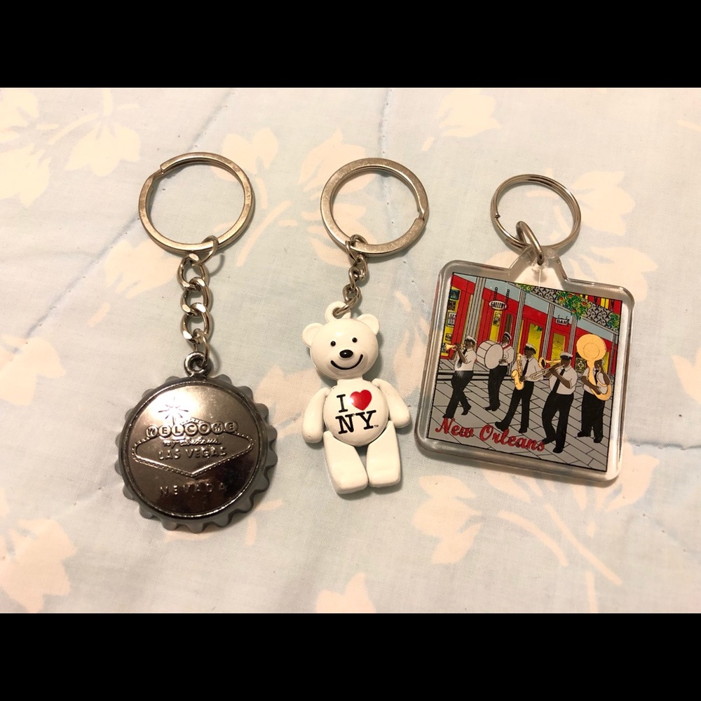 3 Keychains New York, New Orleans, Las Vegas